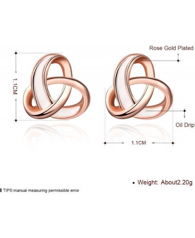 14K Rose Gold Heart Love Celtic Knot Cubic Zirconia Diamond Studs Earrings for Women CZ Post Hypoallergenic Set $7.86 Stud