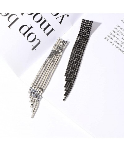 Extra Long Rhinestone Drop Earrings Women's Sparkling Waterfall Fringe Tassel CZ Crystal Statement Studs Wedding Bridal Party...