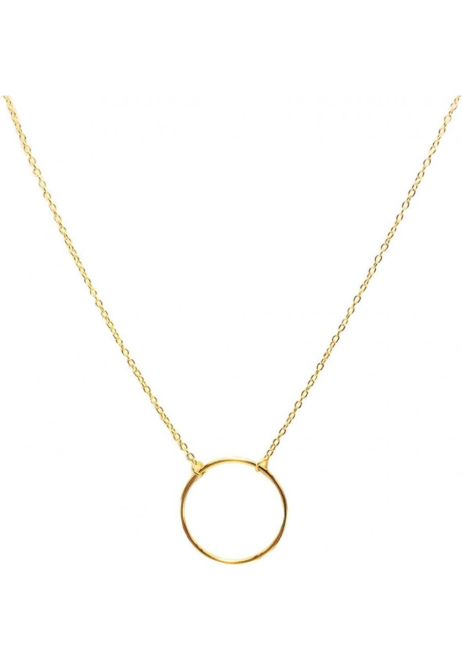 Handmade 14K Gold Plated Simple Delicate Dainty Circle Bar and Cross Choker Necklace for Womens $15.30 Chokers