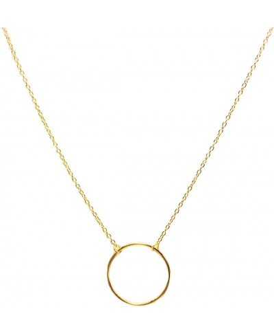 Handmade 14K Gold Plated Simple Delicate Dainty Circle Bar and Cross Choker Necklace for Womens $15.30 Chokers