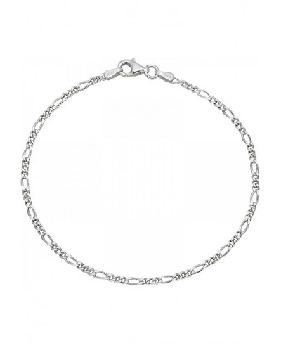 2.3mm Solid .925 Sterling Silver Flat Figaro Chain Link Bracelet $29.09 Link