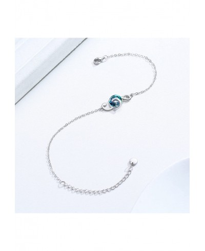 Music Bracelet Sterling Silver Music Note Bracelet Anklet Blue Crystal Bracelet Music Jewelry for Women Girls Back to School ...