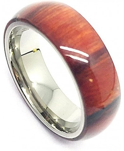 6mm Titanium With Pure Light Brown Cherry Hawaiian Koa Wood Domed Top Wedding Band Ring ForMen Or Ladies $26.51 Wedding Bands