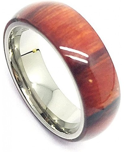 6mm Titanium With Pure Light Brown Cherry Hawaiian Koa Wood Domed Top Wedding Band Ring ForMen Or Ladies $26.51 Wedding Bands