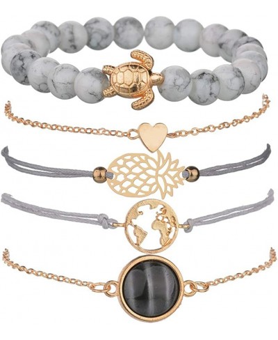 Beaded Bracelets for Women - Adjustable Charm Pendent Stack Bracelets For Women Girl Friendship Gift Rose Quartz Bracelet Lin...