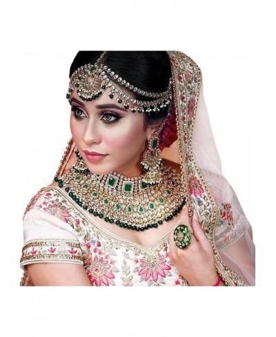 Indian Traditional Bridal Choker Necklace Matha Patti Nose Ring Haath Phool Earrings Bollywood Jewelry $39.90 Jewelry Sets