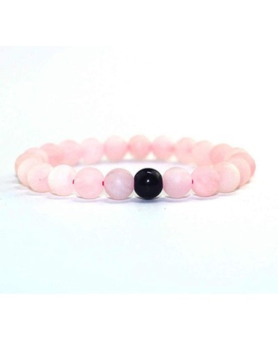 Rose Quartz Pink and Black Tourmaline Natural crystal Stone 8 Mm Bead Crystal Bracelet Combo for Men and Women $37.44 Stretch