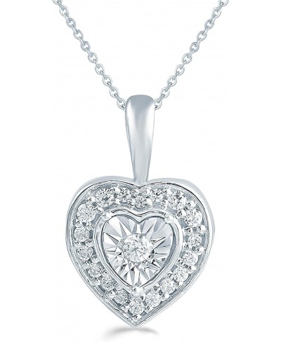 1/8ct tw Diamond Heart Cluster Fashion Pendant in Sterling Silver with 18" Cable Chain $37.75 Pendants & Coins