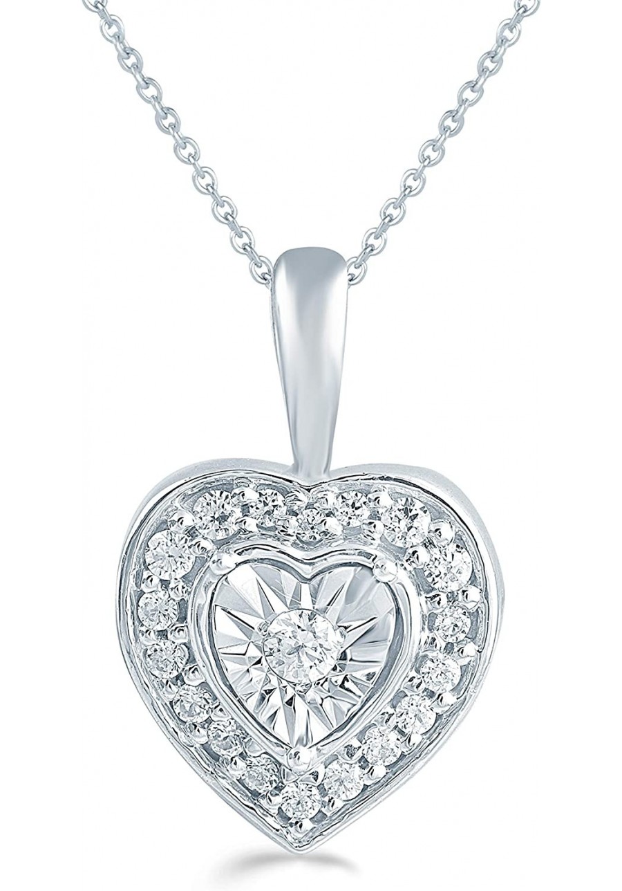 1/8ct tw Diamond Heart Cluster Fashion Pendant in Sterling Silver with 18" Cable Chain $37.75 Pendants & Coins