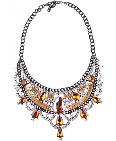 Luxury Colored Rhinestone Collar Hollow Chunky Necklace Cubic Zirconia Jewelry $11.84 Collars