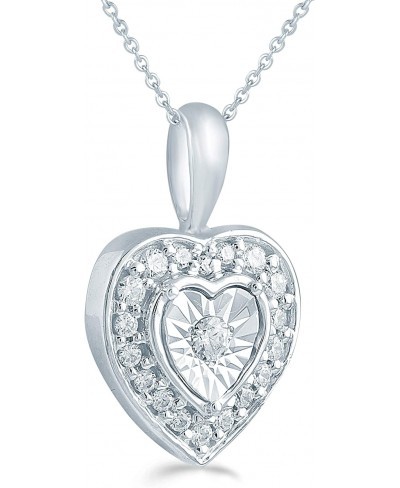 1/8ct tw Diamond Heart Cluster Fashion Pendant in Sterling Silver with 18" Cable Chain $37.75 Pendants & Coins