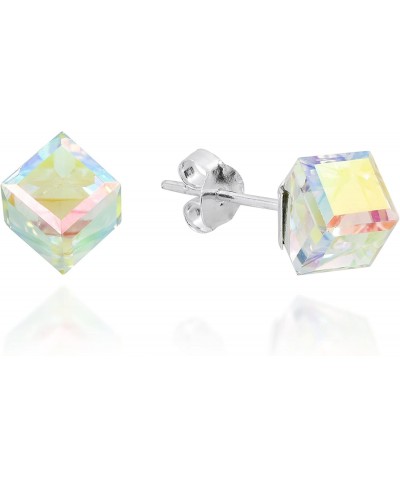 Mirror Fashion Crystal Prism Cube .925 Sterling Silver Stud Earrings $24.32 Stud
