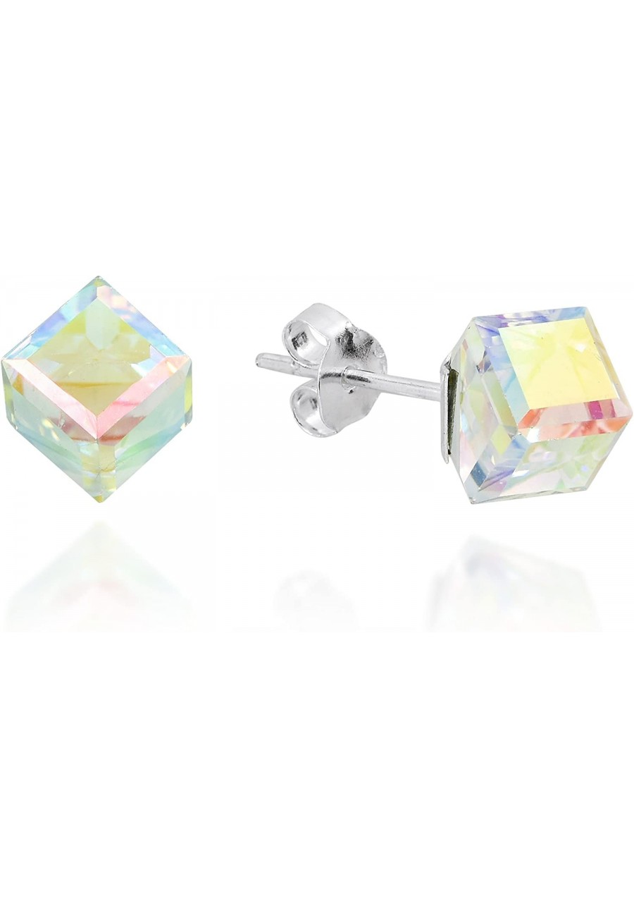 Mirror Fashion Crystal Prism Cube .925 Sterling Silver Stud Earrings $24.32 Stud