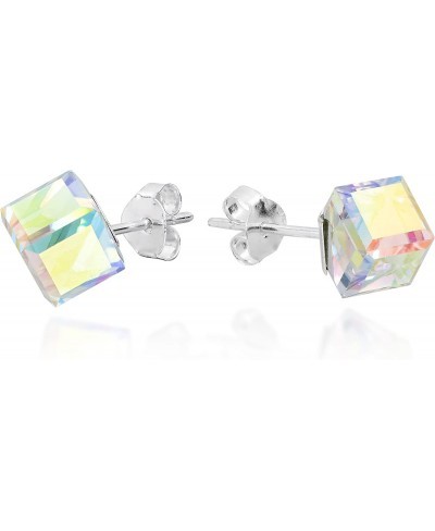 Mirror Fashion Crystal Prism Cube .925 Sterling Silver Stud Earrings $24.32 Stud