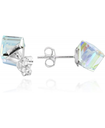 Mirror Fashion Crystal Prism Cube .925 Sterling Silver Stud Earrings $24.32 Stud