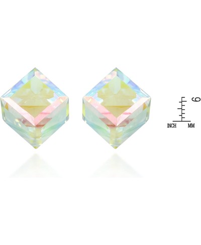 Mirror Fashion Crystal Prism Cube .925 Sterling Silver Stud Earrings $24.32 Stud