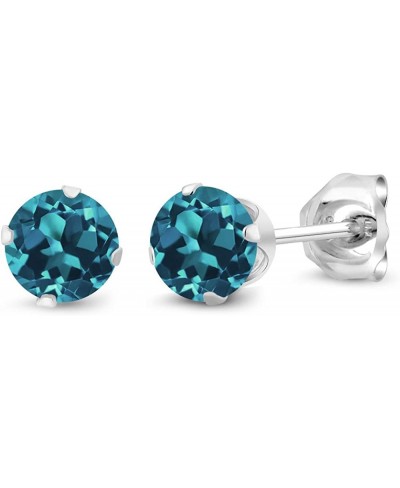 925 Sterling Silver London Blue Topaz Stud Earrings (0.60 Cttw Gemstone Birthstone Round 4MM) $36.70 Stud