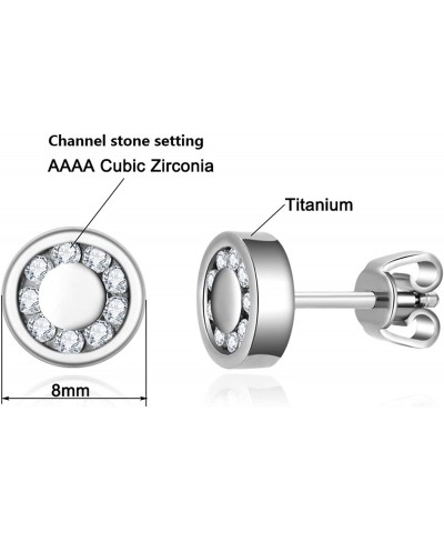 G23 Titanium Earrings for Sensitive Ears Titanium Stud Earrings for Women Circle Round CZ Cubic Zirconia Stud Earrings $24.73...