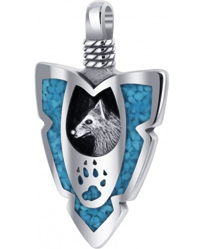 Arrowhead Turquoise Gemstone with Wolf Paw and Claw Southwestern Style Sterling Silver Pendant $44.50 Pendants & Coins