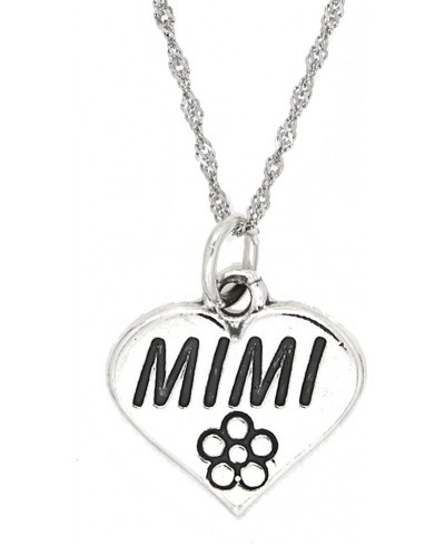 Sterling Silver Oxidized One Sided Mimi Grandmother Charm with Thin Singapore Necklace $29.55 Pendants & Coins