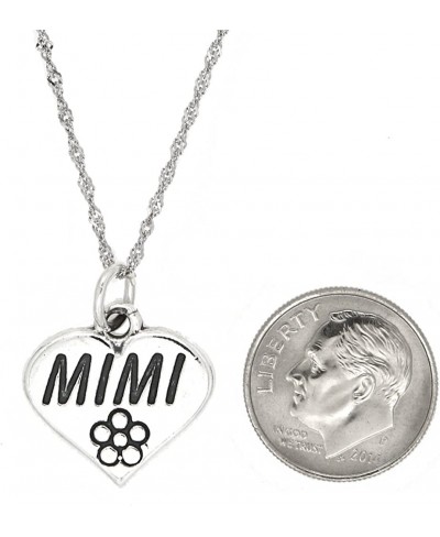 Sterling Silver Oxidized One Sided Mimi Grandmother Charm with Thin Singapore Necklace $29.55 Pendants & Coins