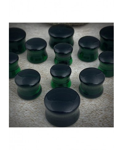 Pair of Emerald Green Glass Double Flare Plugs (PG-563) $8.52 Piercing Jewelry