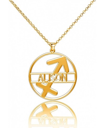 Sterling Silver Zodiac Signs Sagittarius Personalized Custom Nameplate Necklace for Women Men $22.92 Pendants & Coins