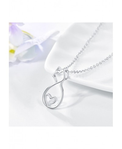 Cat Necklace 925 Sterling Silver Cute Cat Pendant Necklaces Jewelry Gifts for Women Cat Lovers $31.29 Pendant Necklaces