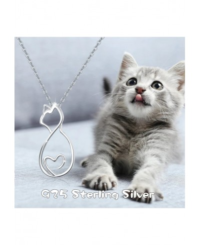 Cat Necklace 925 Sterling Silver Cute Cat Pendant Necklaces Jewelry Gifts for Women Cat Lovers $31.29 Pendant Necklaces