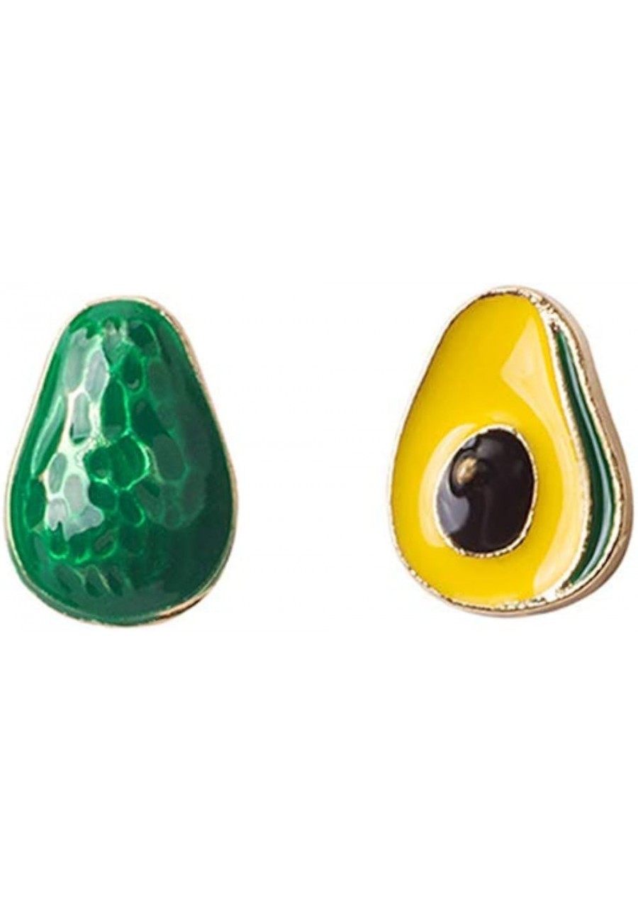 Green Enamel Tiny Avocado Fruit Stud Earrings Summer Jewelry $9.76 Stud