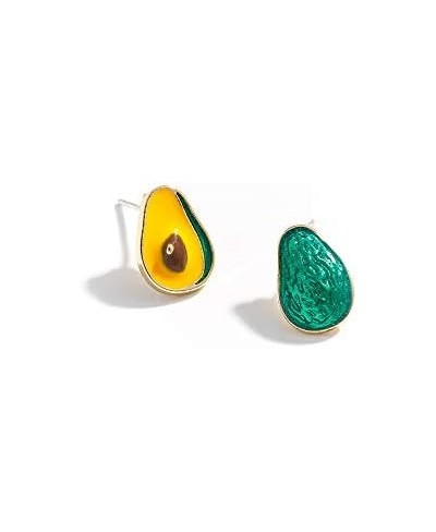 Green Enamel Tiny Avocado Fruit Stud Earrings Summer Jewelry $9.76 Stud