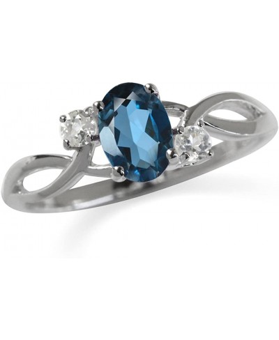 Genuine London Blue Topaz White Gold Plated 925 Sterling Silver Engagement Ring Size 6 $19.59 Engagement Rings