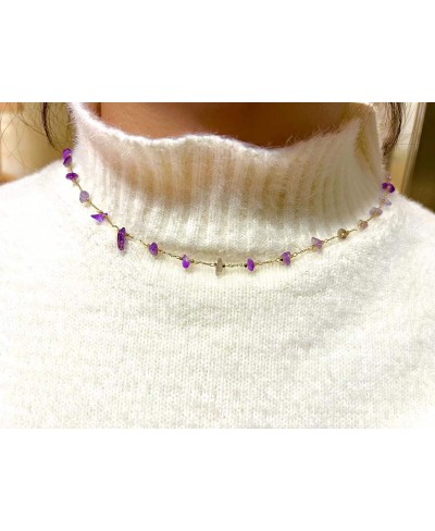 Carnelian Crystal Choker Chain Necklace for Women Girls Real Carnelian Stone Crystal Choker Necklaces Amethyst Crystal Neckla...