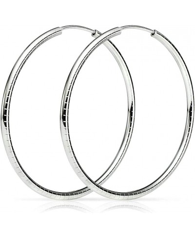Sterling Silver Endless Hoop Earrings 10-60mm Diamond Cut Design $20.40 Hoop