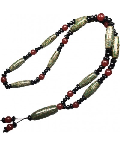 Fashion Green Agate Nine Eyes Dzi Bead Necklace Sweater Chain Send Certificate $26.20 Chains