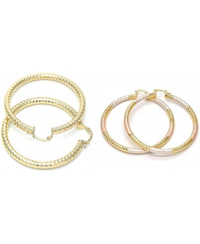 (SET OF 2) 14K Gold Filled & 3 Tone Large Extra Large Round Click Top Hoop Earrings 60-80mm $25.85 Hoop