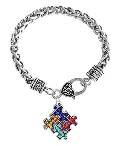 Autism Awareness Bracelets for Women Cross Heart Puzzle Piece Charm Bracelet Gift for Birthday Christmas $7.37 Charms & Charm...