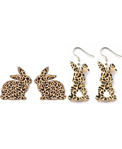 2Pcs Bunny Earrings for Women Easter Earrings Easter Gifts for Girls Leopard Print Bunny Stud Earrings Delicate Bunny Earring...
