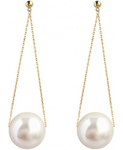 Vintage Gold Big Pearl Dangle Long Tassel Earrings Big Pearls Drop Statement Earrings for Women Girls $8.53 Drop & Dangle