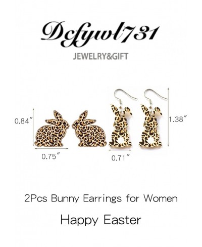 2Pcs Bunny Earrings for Women Easter Earrings Easter Gifts for Girls Leopard Print Bunny Stud Earrings Delicate Bunny Earring...