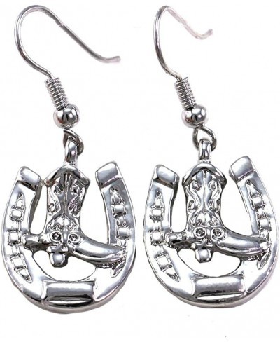 Horseshoe Horse Shoe Cowgirl Cowboy Boots Hoop Dangle Drop Earrings Cowgirl Charm $14.44 Drop & Dangle