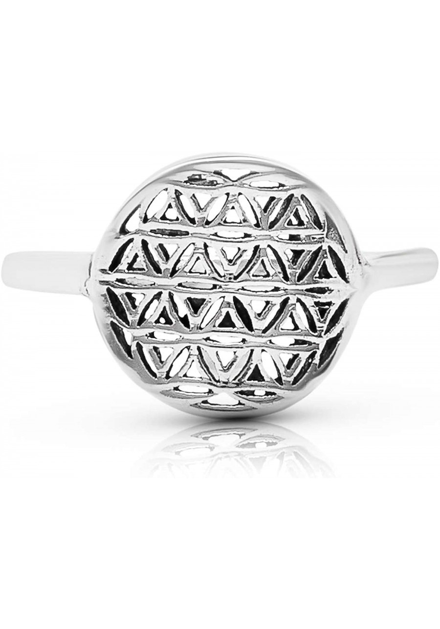 Flower of Life Ring Sterling Silver 925 Sacred Geometry Flower of Life Yoga Jewelry Sizes US 6 7 8 9 $29.04 Statement