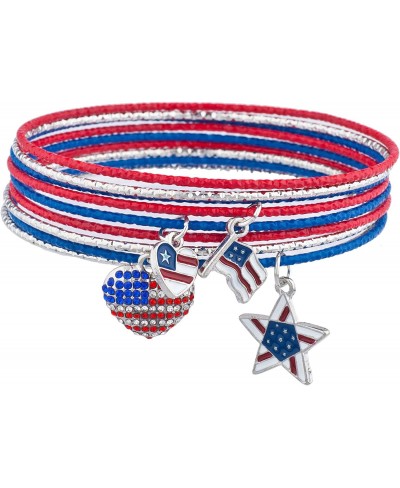 MultiBlack Silver Red America USA Americana 4th of July American Pride Bangles (Set of 9) $11.24 Bangle