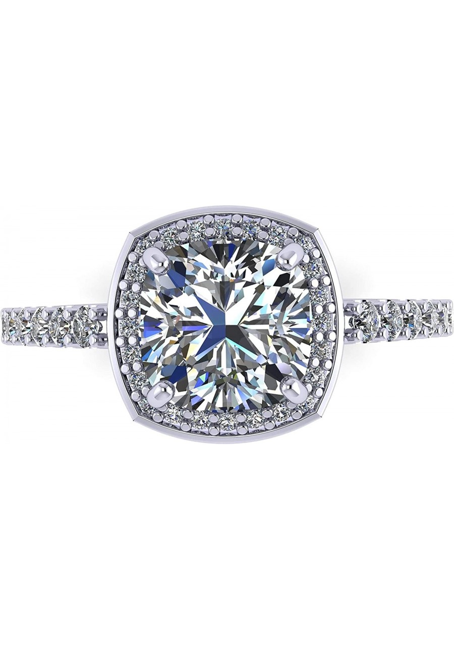 2.00ct Center Cushion Cut Halo Engagement Ring w/ Solid 925 Sterling Silver & Pure Brilliance Zirconia $21.40 Statement