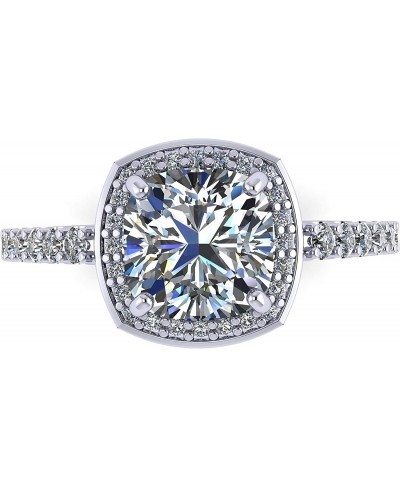 2.00ct Center Cushion Cut Halo Engagement Ring w/ Solid 925 Sterling Silver & Pure Brilliance Zirconia $21.40 Statement