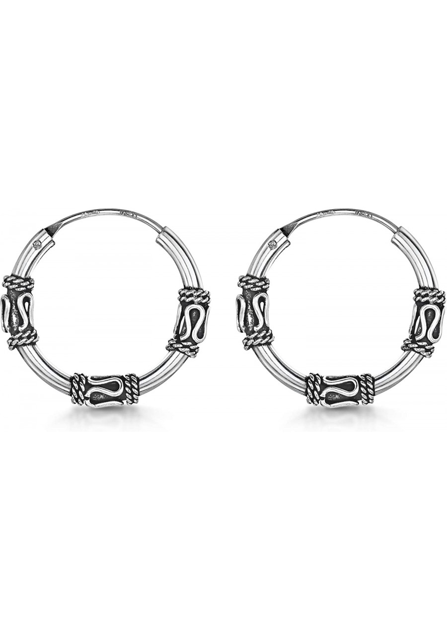 Women 925 Sterling Silver Bali Hoop Earrings $12.46 Hoop