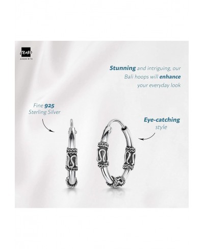 Women 925 Sterling Silver Bali Hoop Earrings $12.46 Hoop