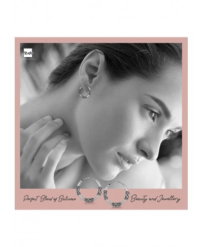 Women 925 Sterling Silver Bali Hoop Earrings $12.46 Hoop