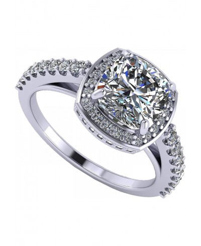 2.00ct Center Cushion Cut Halo Engagement Ring w/ Solid 925 Sterling Silver & Pure Brilliance Zirconia $21.40 Statement