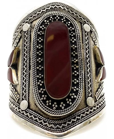 Tribal Afghan Baloch Oxidized Antique Finish Big Statement Engraved Metal Cuffs in Gypsy Stones $20.67 Cuff